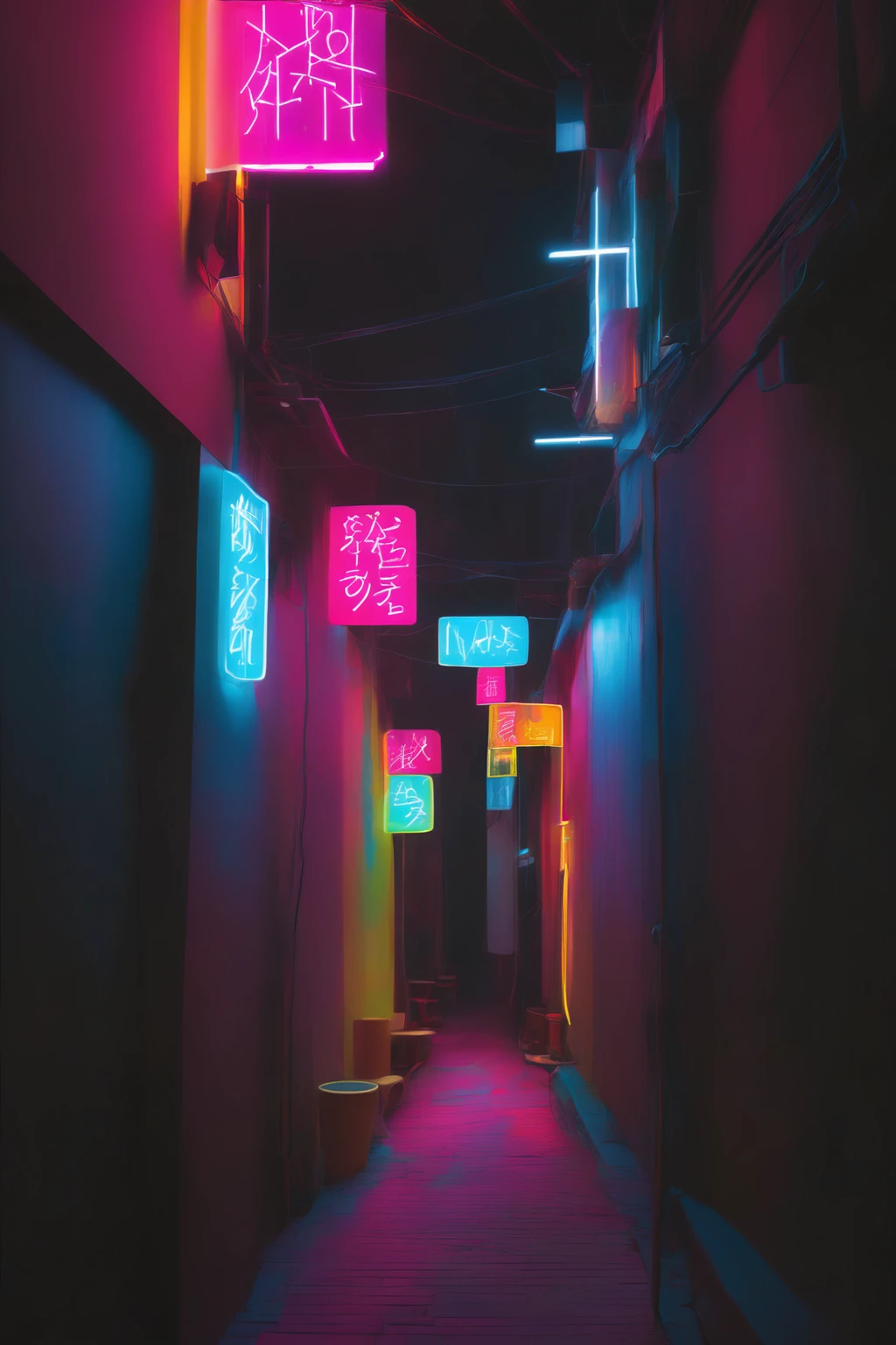 neon night(Neon Night) - A quiet alley transformed into a colorful neon art installation