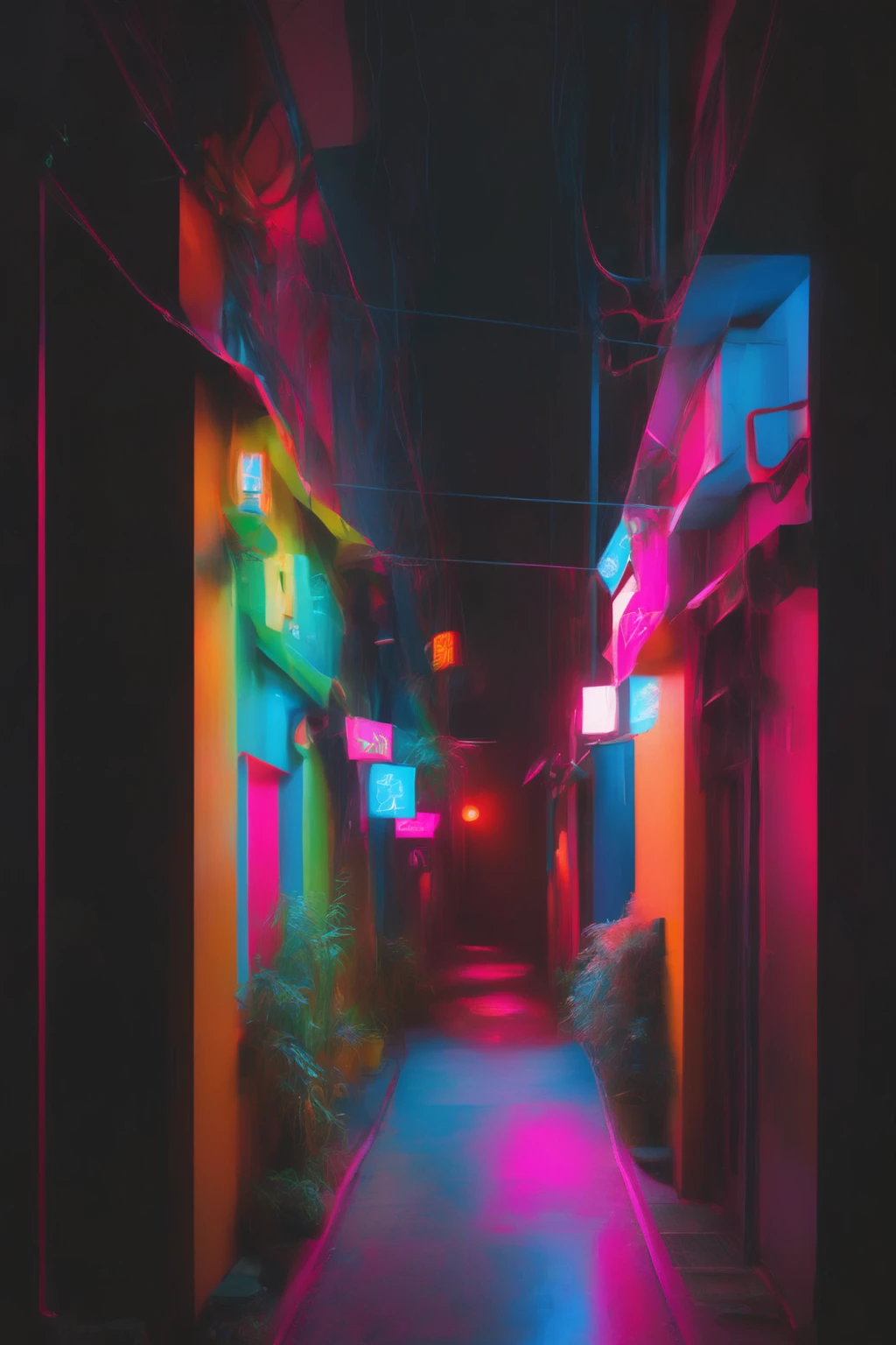 neon night(Neon Night) - A quiet alley transformed into a colorful neon art installation