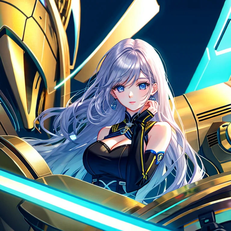 Illustration Enhancement: (masterpiece, best quality), (ultra-detailed), super high resolution, (Top Quality photorealistic Illustration), (Super Definition), (cute illustration:1.3), (high Saturation:1.2), detailed beautiful face and eyes, (an extremely delicate and beautiful), (nice hands, perfect hands), (appropriate posture), (appropriate configuration), ideal ratio body proportions BREAK
Theme: Mech Girl Model-like BREAK
Number of Characters: One (ultra-ultimate beautiful) BREAK
Facial Details: Precise mechanical details, futuristic beauty BREAK
Movement Details: Graceful and calculated pose, mechanical precision BREAK
Emotion: Calm and focused expression BREAK
Perspective: Frontal view, strong presence BREAK
Composition: Balanced central placement BREAK
Background Details: Futuristic city skyline, neon lights BREAK
Costume Details: Futuristic armor, glossy metallic materials BREAK
Body Type: , abs BREAK
Wings, Horns, Tail: Reflective metal wings, sharp horns, functional tail BREAK
Hair Style and Color: Silver straight long hair BREAK
Accessories: Advanced technology accessories BREAK
Weapon: Plasma sword BREAK
Light and Shadow: Strong contrast lighting BREAK
Colors: Gold, blue, green, light blue, yellow, silver, deep red, pink, wine red, dark brown, light purple BREAK
Illustration Size: 768x768 BREAK
Illustration Atmosphere: Clear and vivid lines, no watercolor-like softness BREAK
Other: Fusion of mechanical details and human beauty BREAK
Worldview: Anime and Manga Fusion BREAK
Styles: Anime Goddess, Enchanting Anime Girl, Beautiful and Attractive Anime Woman, Fine Detail, Girls' Frontline, Top Rated on Pixiv, from Girls' Frontline, Kushaalt Krentz Key Art Feminine, Azur Lane Style, Anime Barbie with White Stoc