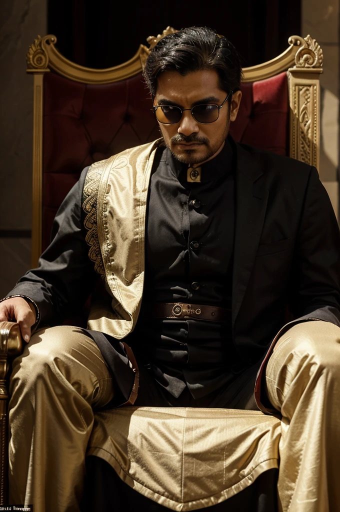 A man sits on a luxurious throne wearing black glasses facing forward and the inscription 5,6 followers. And it says the name Sefriansyah
