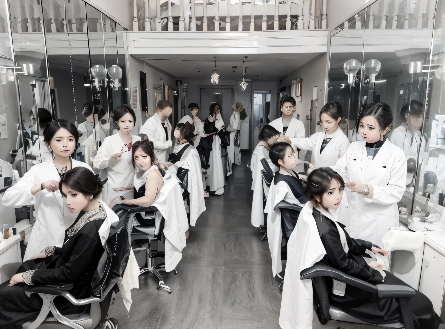 make this photo looks like a new photo, with colors and a current normal day in salon.