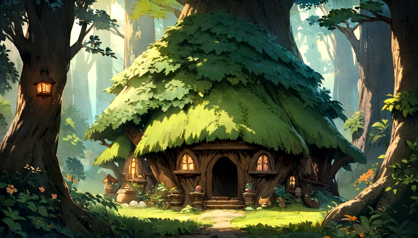 quaint and lowkey forest village hideaway, mysterious, tucked away deep in the woods, tucked away high in the mountains, tucked away the magic of the oak, tucked away the magic of the moon