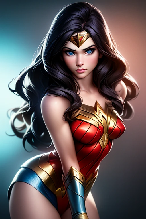 wonder woman, work of art, best qualityer, (Extremely detailed CG 8k unity wallpaper), (best qualityer), (Best illustration), (best shade), absurderes, realistic lighting, (abyss), beautiful detailed glowing, arte de PeterMohrBacher,