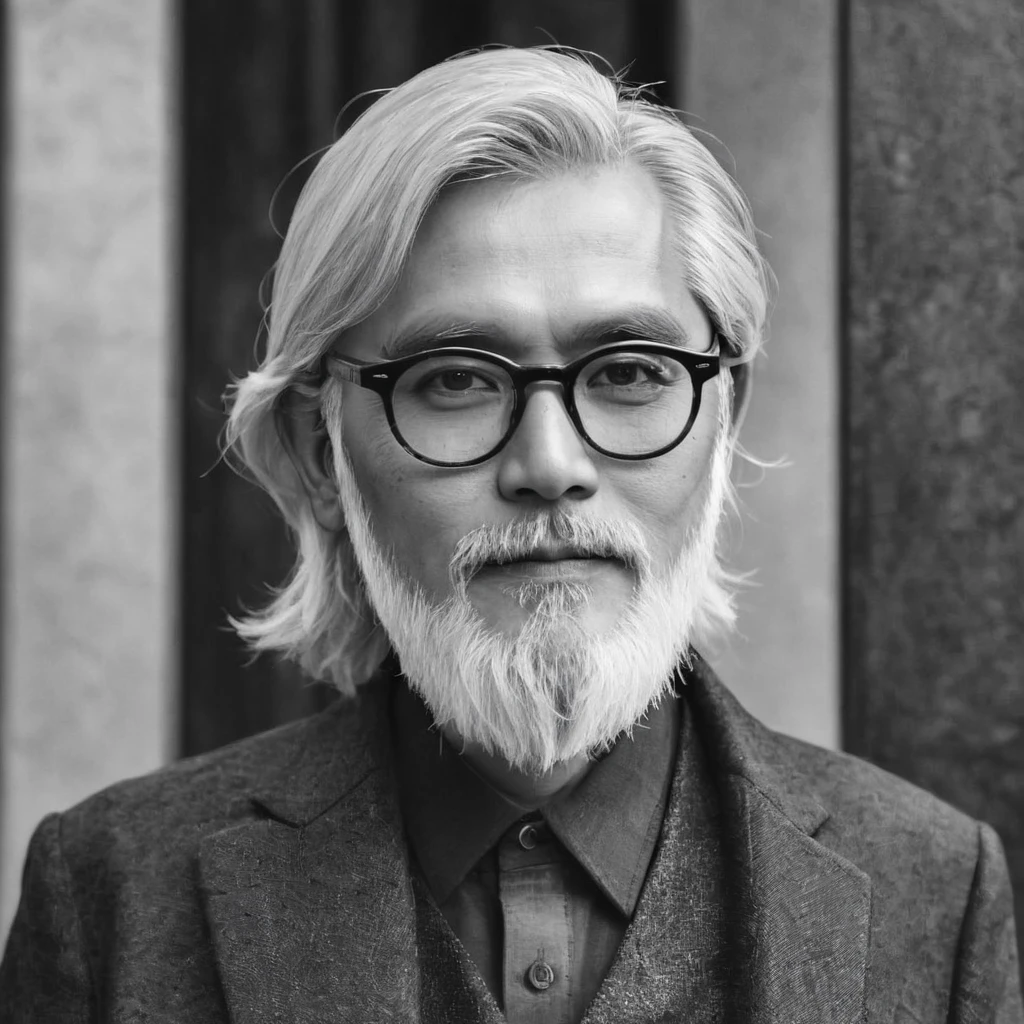 Darwin、Gray Hair、Glasses、Cool uncle、High resolution、high quality、masterpiece、Portraiture、beard、Beard、Western old suits、Monochrome photography style