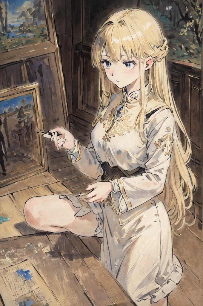 masterpiece, best quality, an extremely delicate and beautiful girl,an extremely delicate and beautiful, world masterpiece theater, ultra-detailed, highly detailed, best quality, blonde hair, highres, extremely detailed,1girl, best quality, illustration, looking at viewer, impasto, canvas, oil painting, realistic, realist ,real,