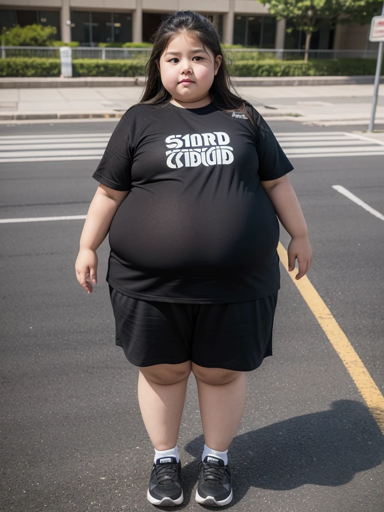 Group of Fat girl , agevery fat , obese , extremely fat , full body , at the school