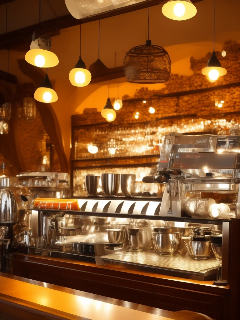 Huge file size, High resolution, Very detailed, Best Quality, Illustration, Very detailed, Fine detail, Best Quality, 32K Wallpaper, perfect Lighting, Masterpiece, Top quality, Ultra high definition, Maximum resolution, Very detailed, Professional lighting, la marzocco linea in coffee shop, la marzocco linea, la marzocco, cafe, coffee shop