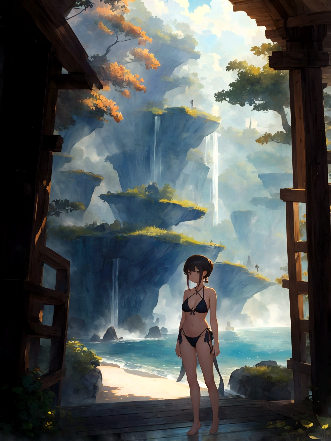 nsfw, (Muted Tone),
Delicate, Detail, Masterpiece,
women with black bikini,smile,
Cowboy shot, cleavage,beach,
BREAK
Artistic, memorable masterpieces, moments in history,
(fantastical and mesmerizing scenery) Watercolor,
Delicate, Detail,
(masterpiece:1.2),(best quality:1.2),
newest,intricate details,