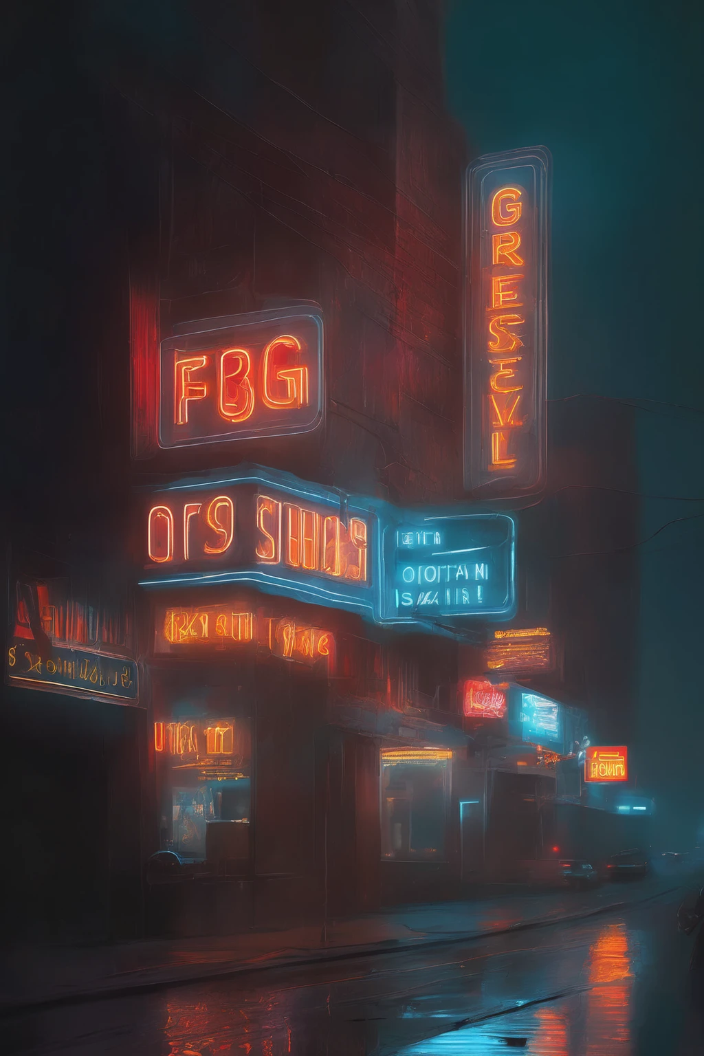 neon sign, Greg Rutkowski(Greg Rutkowski), best quality, masterpiece, very aesthetic, perfect composition, intricate details, very detailed.The feeling of taking a picture of the city from afar