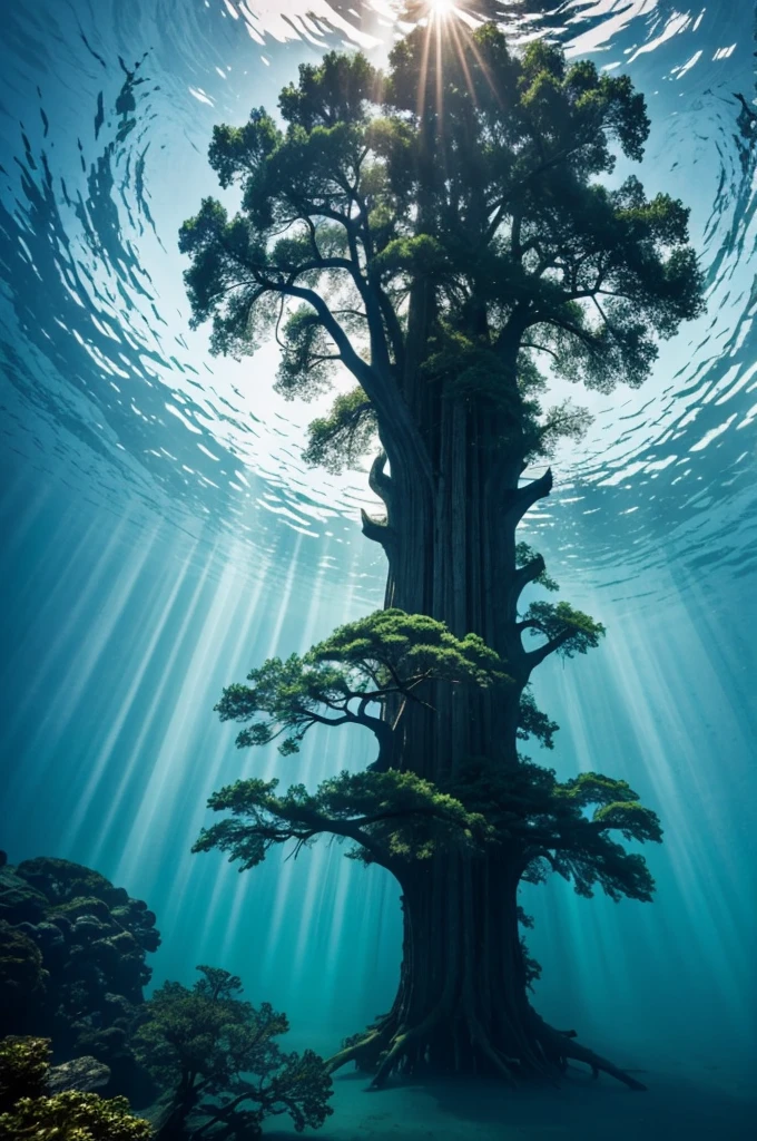 Giant tree under water