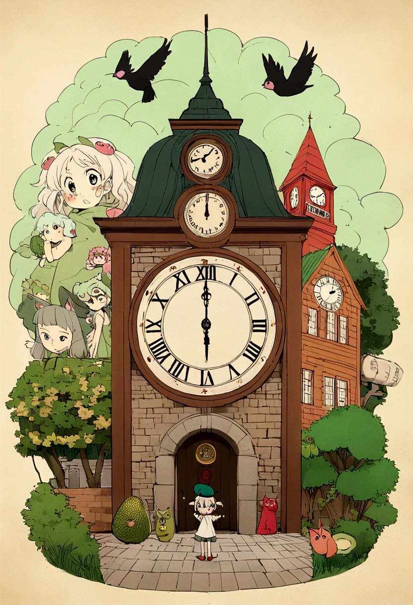 clock tower, Ghibli, Kiki's Delivery Service, Inspiration, Avocado punk, Sculpture, Kubisiato, Birds - Theme, Carrie Maywemis,Little,Gothloli cat