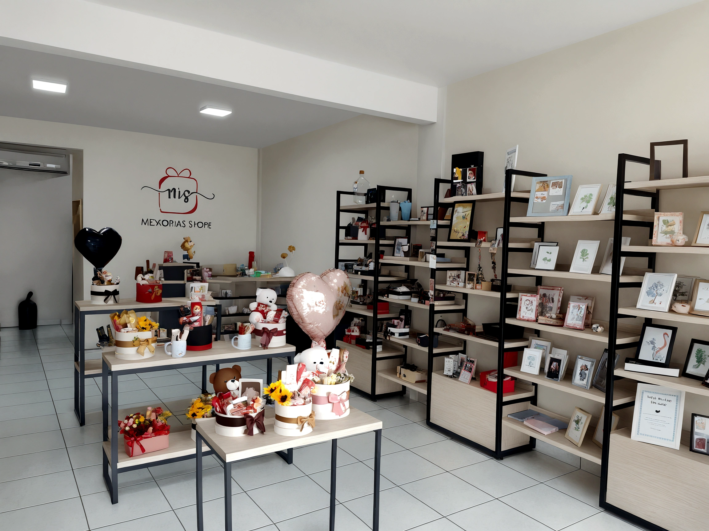 Pixar-style 3D drawing of the interior of a gift shop