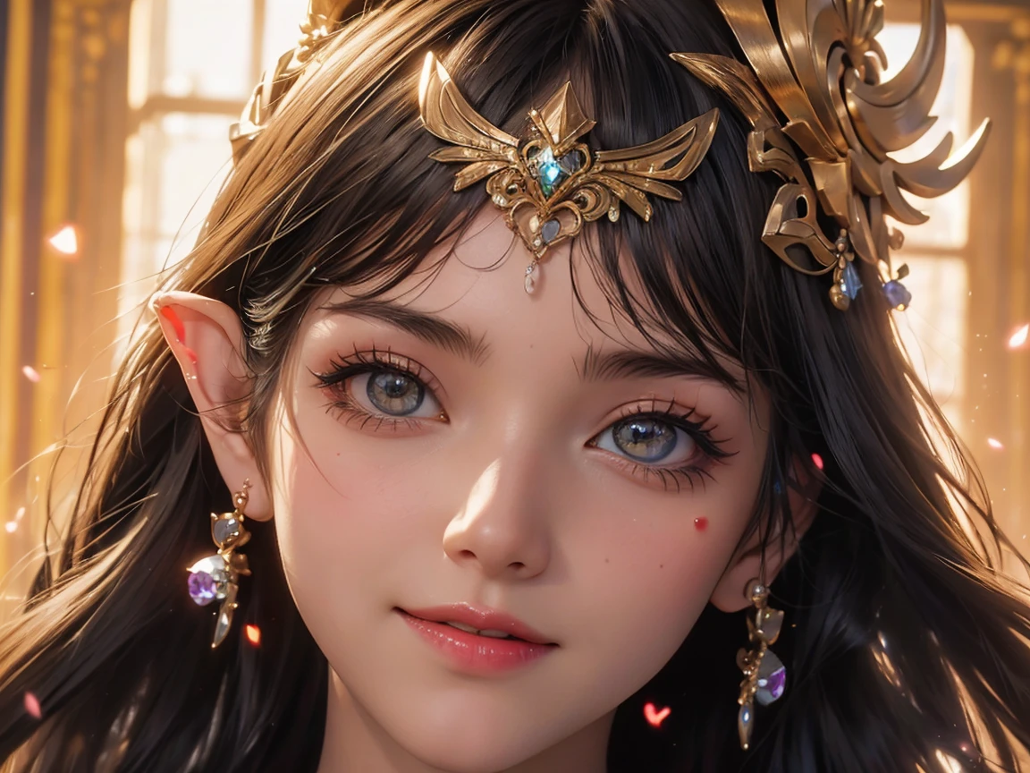 (((master part))), best quality, Hyper detailed gouache style painting portrait of a group of beautiful female elves, sombras suaves, texturas hiper realistas, 8k, best quality, realistic cartoon features, stylised illustration, sombras suaves, Anatomia correta, chromatic aberration, Destaques Neon, luzes quentes globais, dinamic poses, expressive facial expressions, perfect anatomy, (two gorgeous and stunning dark-skinned lady's is deeply in love with each other, kiss:1.5)