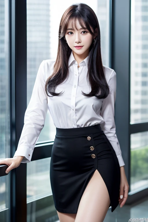 Adult content works、Korean woman in her late 20s、Big 、Thighs are beautiful、Mini tight skirt、Deep slit、business suit、Small waist、Long Hair、Black Hair、Beautiful skin、Beautiful eyes、high resolution