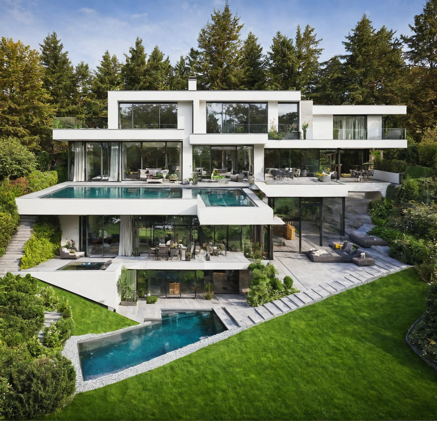 Modern house exterior ,beautiful landscape,high quality