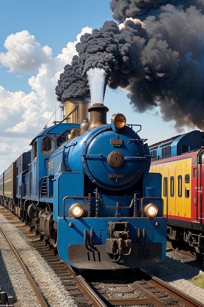 Imagine a busy train yard bustling with activity. A small but determined blue engine chugs purposefully through a crowded yard. Towering giants of locomotives surround it, their metallic forms dwarfing the little blue engine. But the little engine doesn't seem to mind. It puffs out steam with each determined chug, focused on its task.