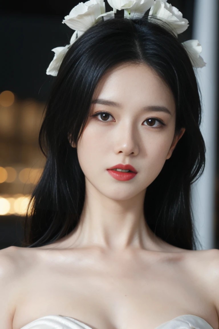 ulzzang-6500-v1.1,(raw photo:1.2),((photorealistic:1.4))best quality ,masterpiece, illustration, an extremely delicate and beautiful, extremely detailed ,CG ,unity ,8k wallpaper, Amazing, finely detail, masterpiece,best quality,official art,extremely detailed CG unity 8k wallpaper,absurdres, incredibly absurdres, huge filesize, ultra-detailed, highres, extremely detailed,beautiful detailed girl, extremely detailed eyes and face, beautiful detailed eyes,light on face,cinematic lighting,1girl,see-through,looking at viewer,outdoors,purple_rose,gloves,portrait, close-up, red_lips,lipstick