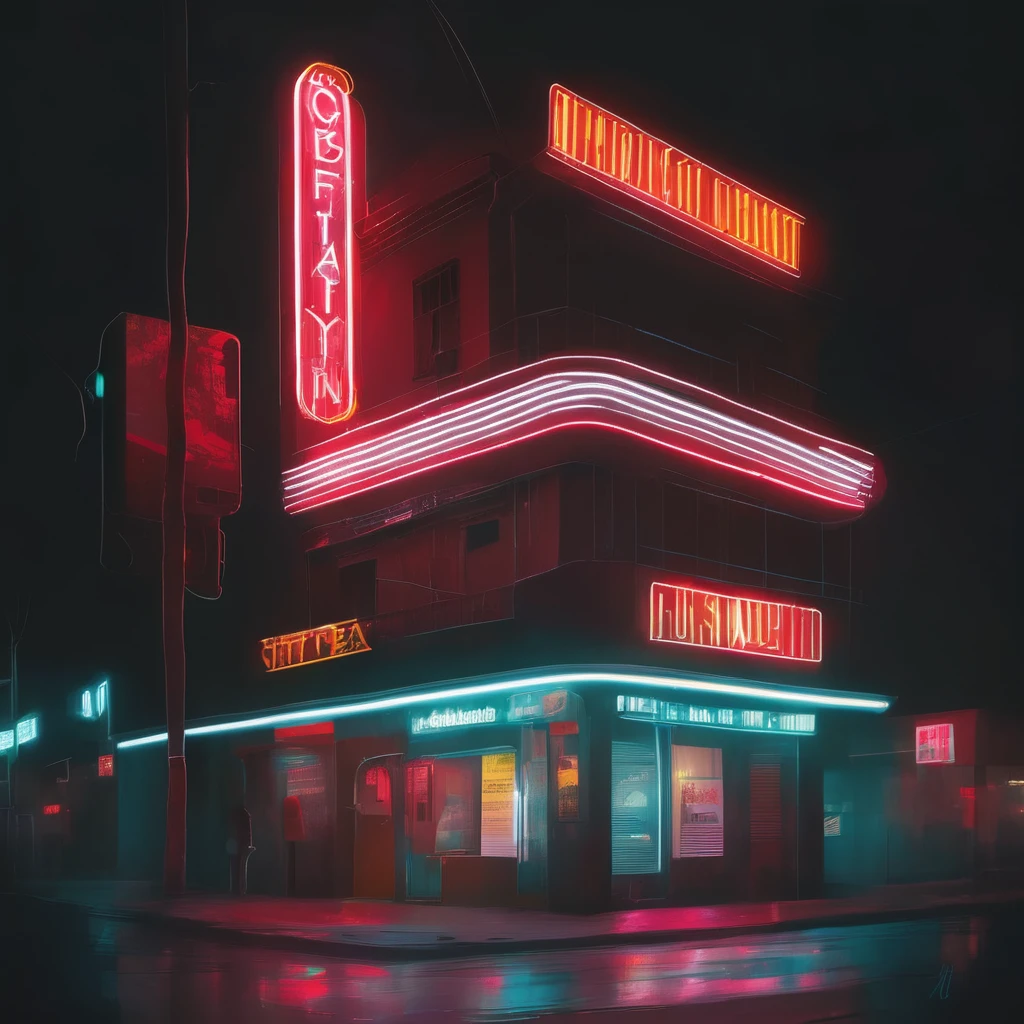 neon sign, Greg Rutkowski(Greg Rutkowski), best quality, masterpiece, very aesthetic, perfect composition, intricate details, very detailed.The feeling of taking a picture of the city from afar
