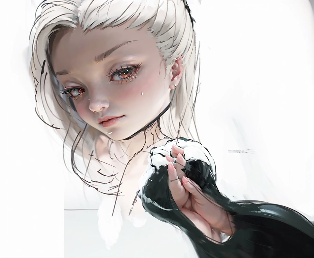 ((masterpiece)),  highly detailed, best quality, 8k, (soft light), cinematic light, beautiful detailed eyes, 
1girl, white hair, long hair, next to a bottle of perfume, elegant, cozy, clean detailed anime art,  trending on artstartion,  iridescent, opalescent,  cream dripping on face, warmly lit, soap, (pink and white theme),