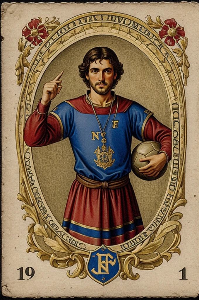Soccer badge with the name of “F.C. Nichelino” with two crossed medieval pistols pointing down