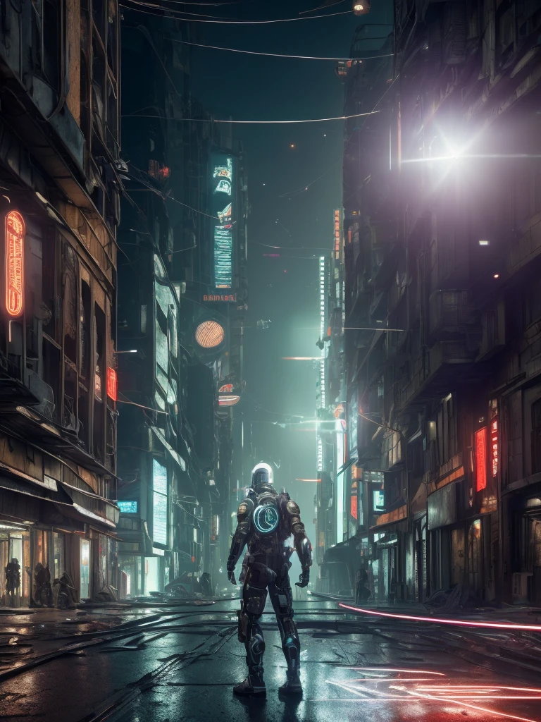 ((best quality)), ((masterpiece)), ((realistic)), (detailed), (photorealistic:1.5), a futuristic boy, (mascular body), (white bodysuit), lights on armor, cybernetic headwear, looking at viewer, dynamic pose, post apocalyptic, destroyed city background, buildings on fire, science fiction, hdr, ray tracing, nvidia rtx, super-resolution, unreal 5, subsurface scattering, pbr texturing, post-processing, anisotropic filtering, depth of field, maximum clarity and sharpness, rule of thirds, 8k raw, (luminescent particles:1.4), (extremely detailed cg, unity 8k wallpaper, 3d, cinematic lighting, lens flare), reflections, sharp focus, cyberpunk art, cyberpunk architecture,