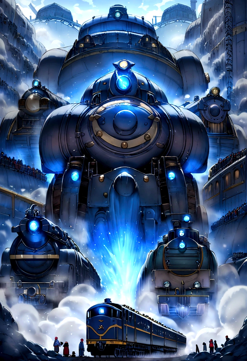 Imagine a busy train yard bustling with activity. A small but determined blue engine chugs purposefully through a crowded yard. Towering giants of locomotives surround it, their metallic forms dwarfing the little blue engine. But the little engine doesn't seem to mind. It puffs out steam with each determined chug, focused on its task.