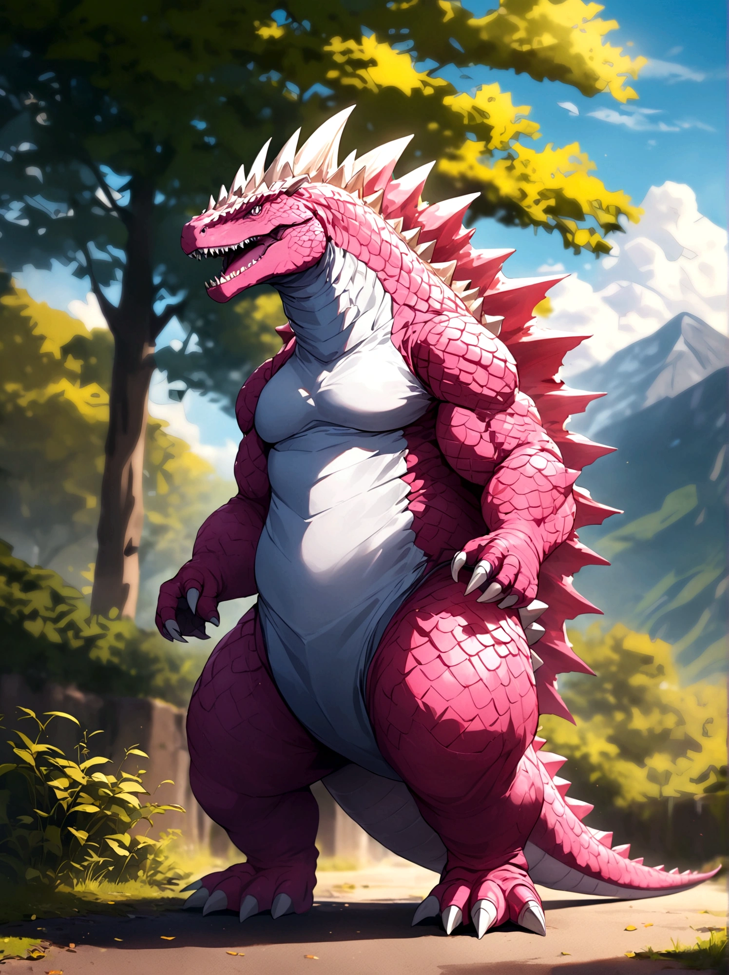 e621 explicit content (by adios, by sollyz, by null-ghost), anthro, kemono, (fully naked:1.7), (detailed scales), muscular, huge body, (scalie), (erection:1.5), (squatting:1.4), (squatting over viewer), legs spread, (directly on top of viewer:1.5), (barely visible anus:1.3), (tight butt), (witch doctor(terraria)), (balls:1.3), penis, (full body), ridged penis, (sky), (low-angle view:1.4), (worm's-eye view:1.4), (tail), (nude:1.7), (pupils only:1.6), (angry:1.1), (flexing), arms raised,