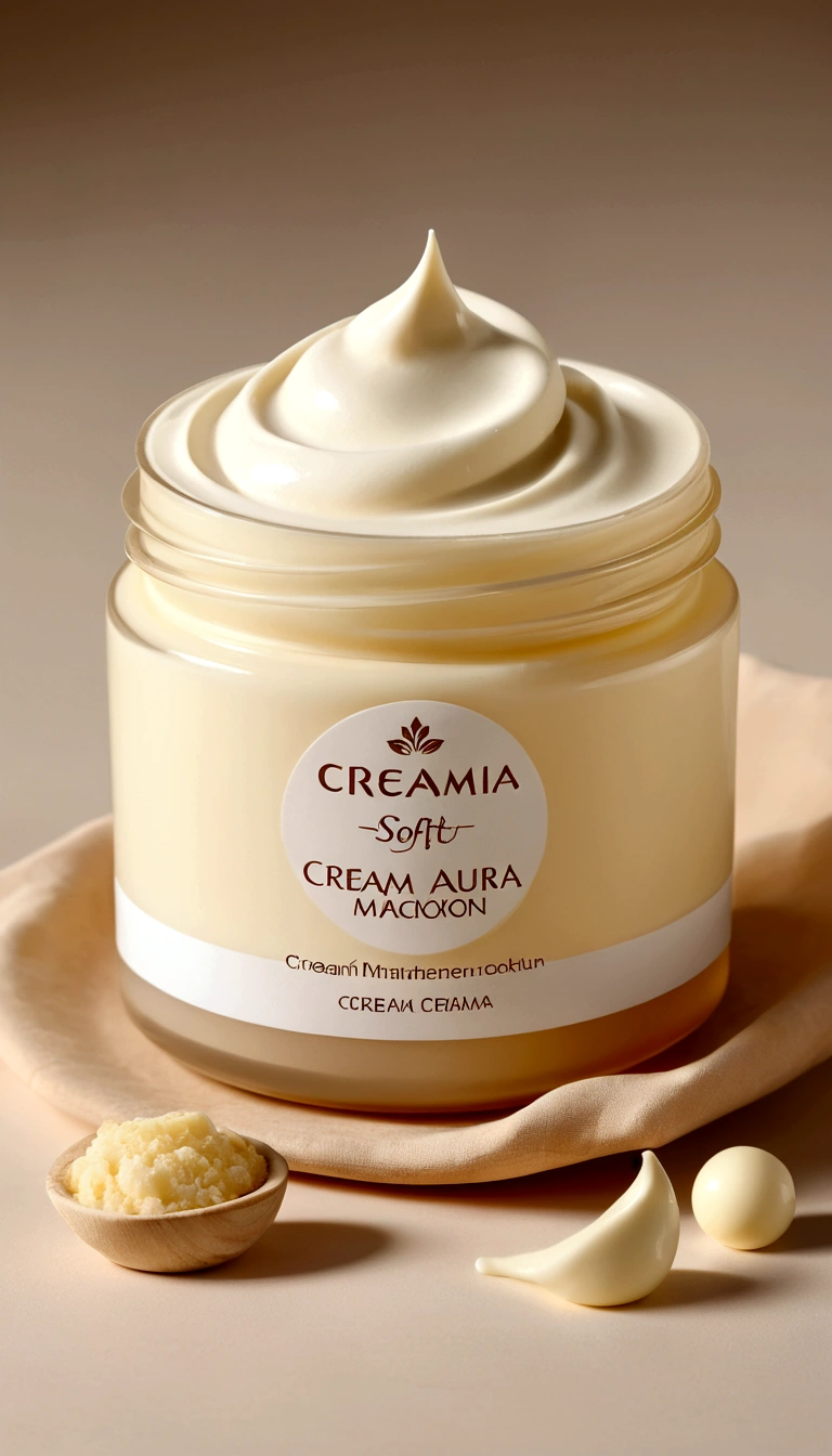 Cream с кокосовым маслом, Cream, баночка Creamа для тела, Cream для тела, баночка с Creamом лежит на траве, soft aura, blurred background, light, нежный Cream, cold haze