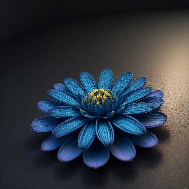  a glittering blue flower made of chromed steel, titanium, vanadium and iron, dominant blue color tonality, growing on a fractal ground,warped space scenario, fractal design, brilliant,colours, masterpiece, highly detailed, 4k resolution,  3d modelling, digital art, abstract art