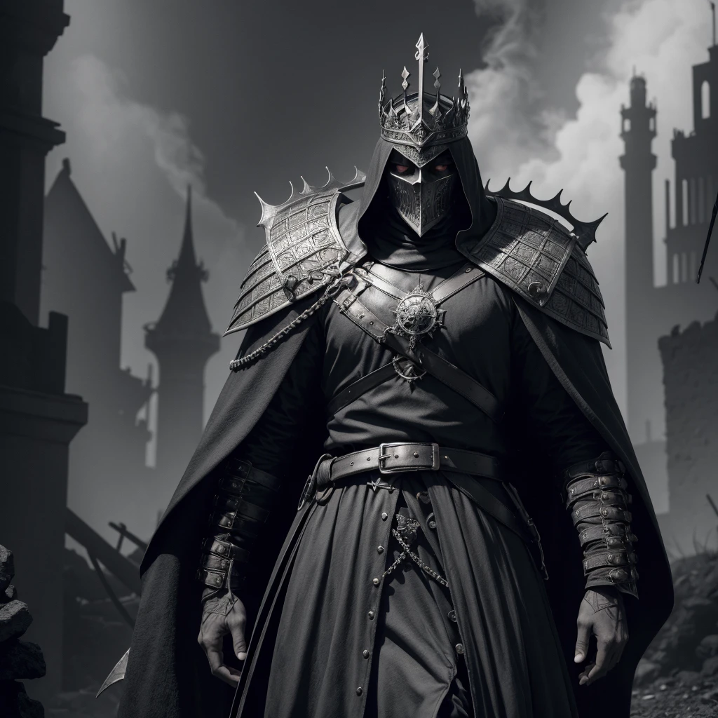 Create a drawing of a desolate king in the midst of war, but maintaining his firm stance. Medieval gothic style, a style that leads to horror like dark souls, surrealist
More darkest abd horror