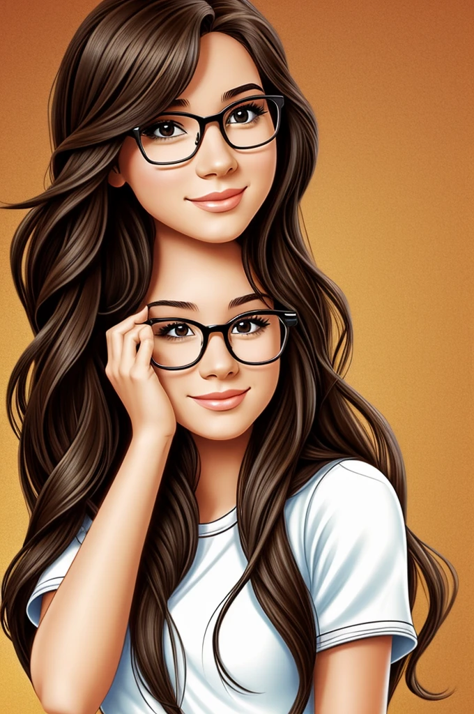 Girl with long hair and glasses Disney drawing
