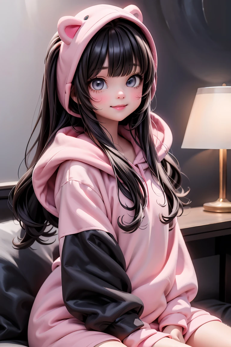 a girl in pink dinosaur kigurumi