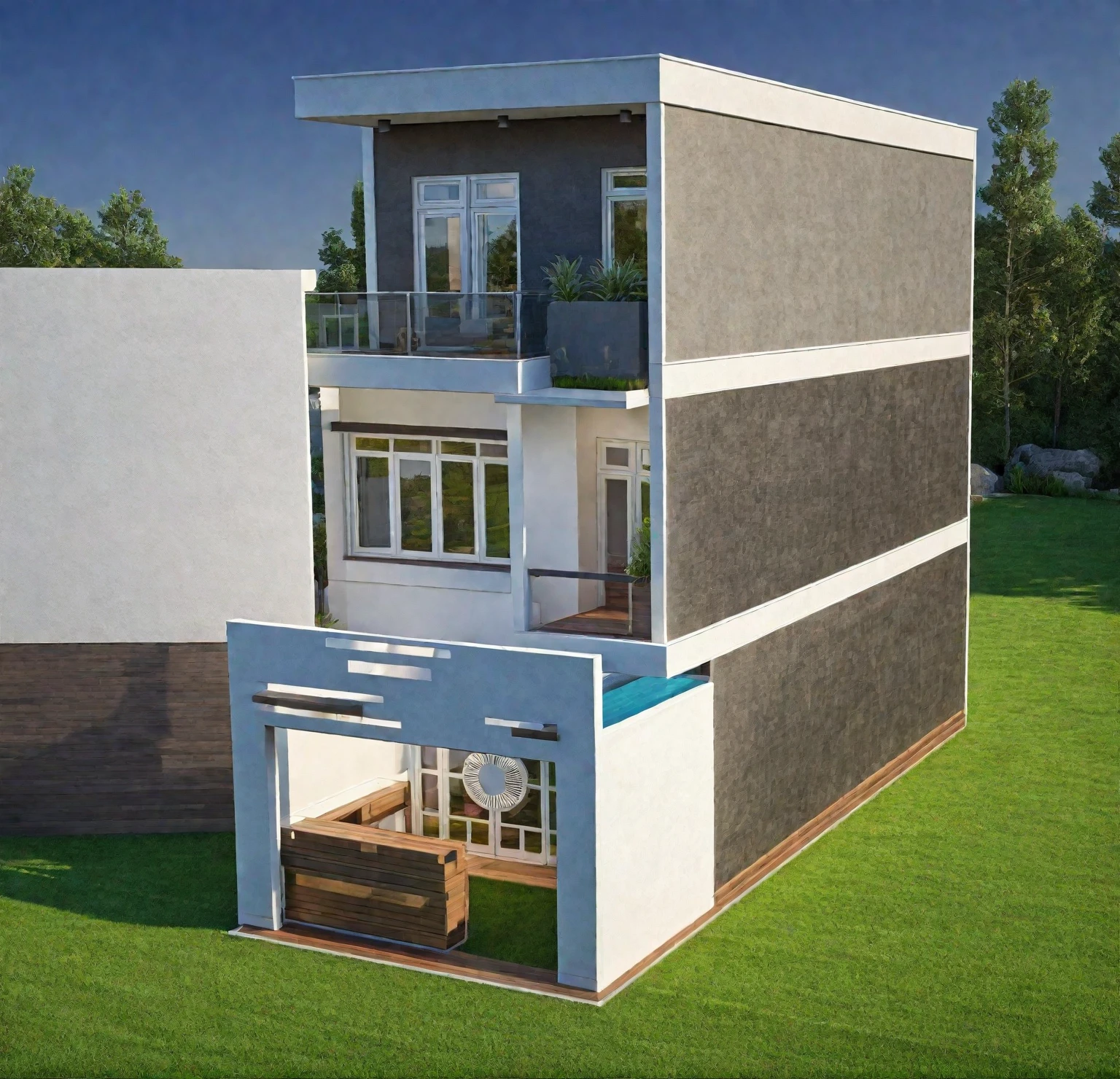 Modern house exterior ,beautiful landscape,high quality