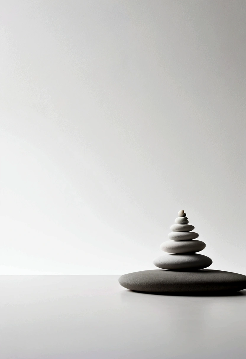 a professional white zen minimalist aesthetic desktop wallpaper --ar 9:16