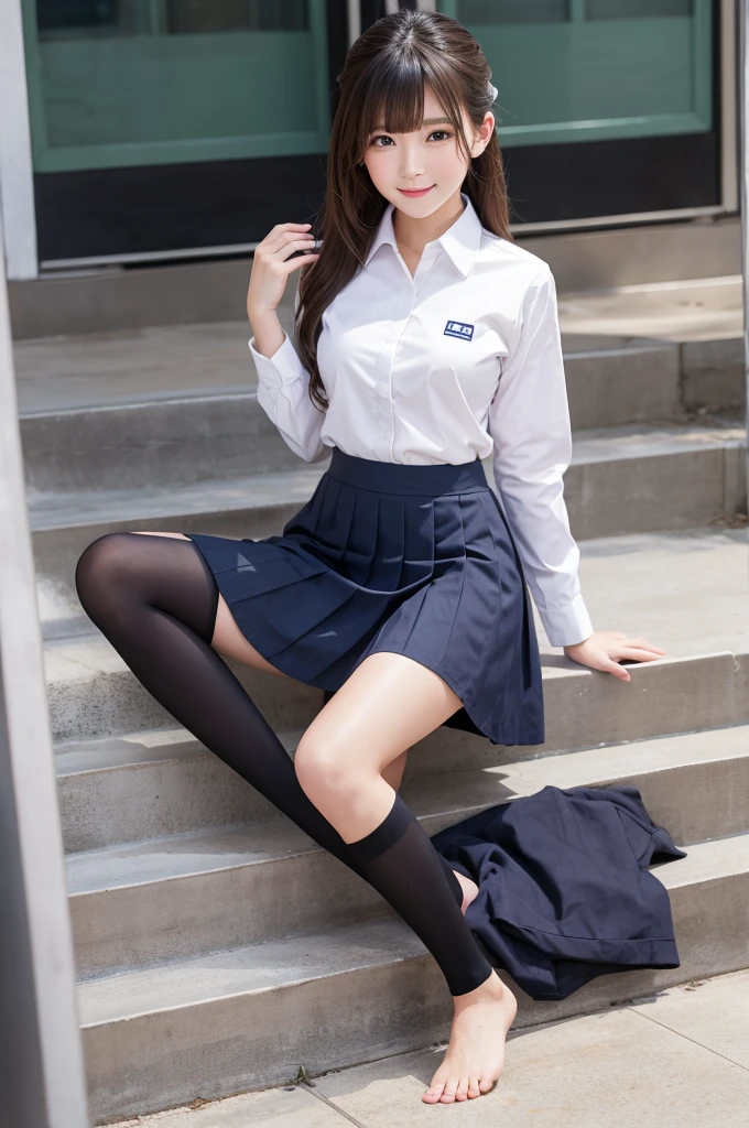 barefoot uniform skirt cute