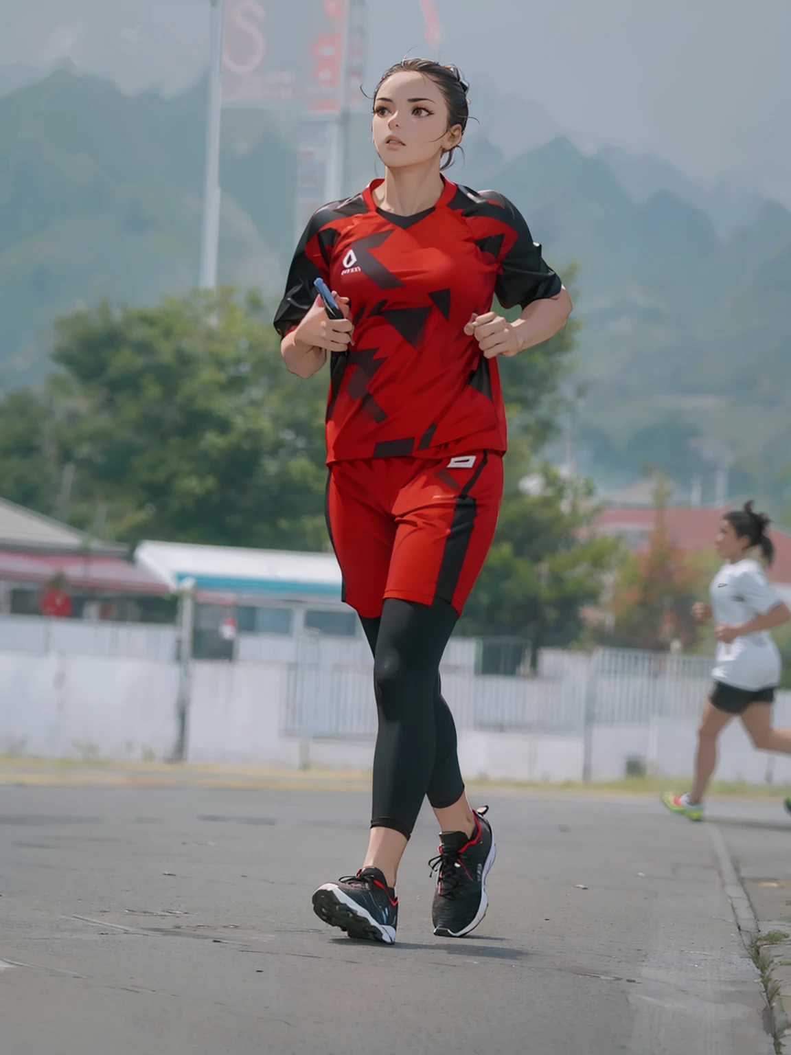 (Best quality,A high resolution,Ultra-detailed,Realistic:1.2),2023 woman runner, running outfit(promotional poster)。