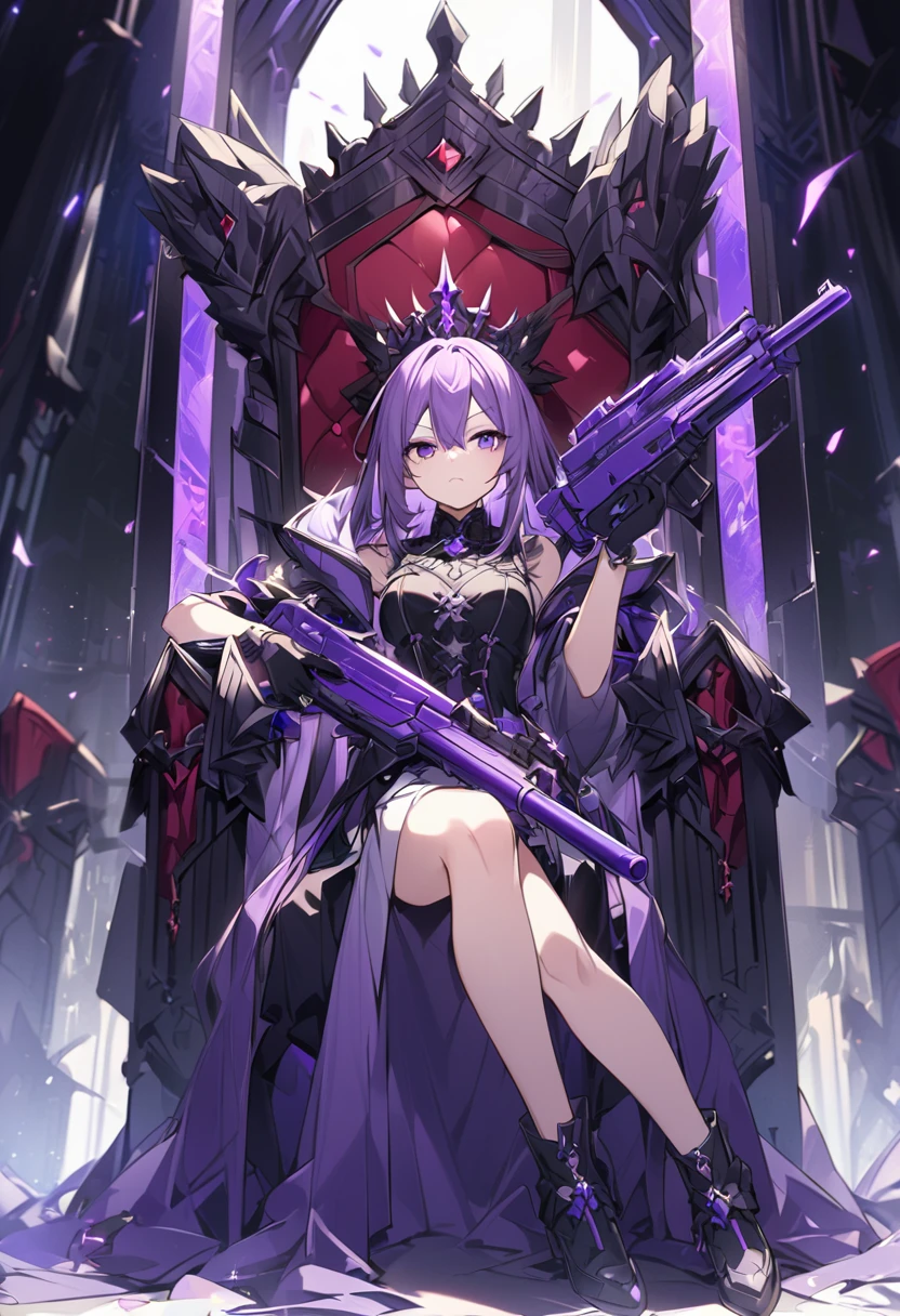 Keito。Purple Eyes。Purple Hair。female。Purple Gun。Throne