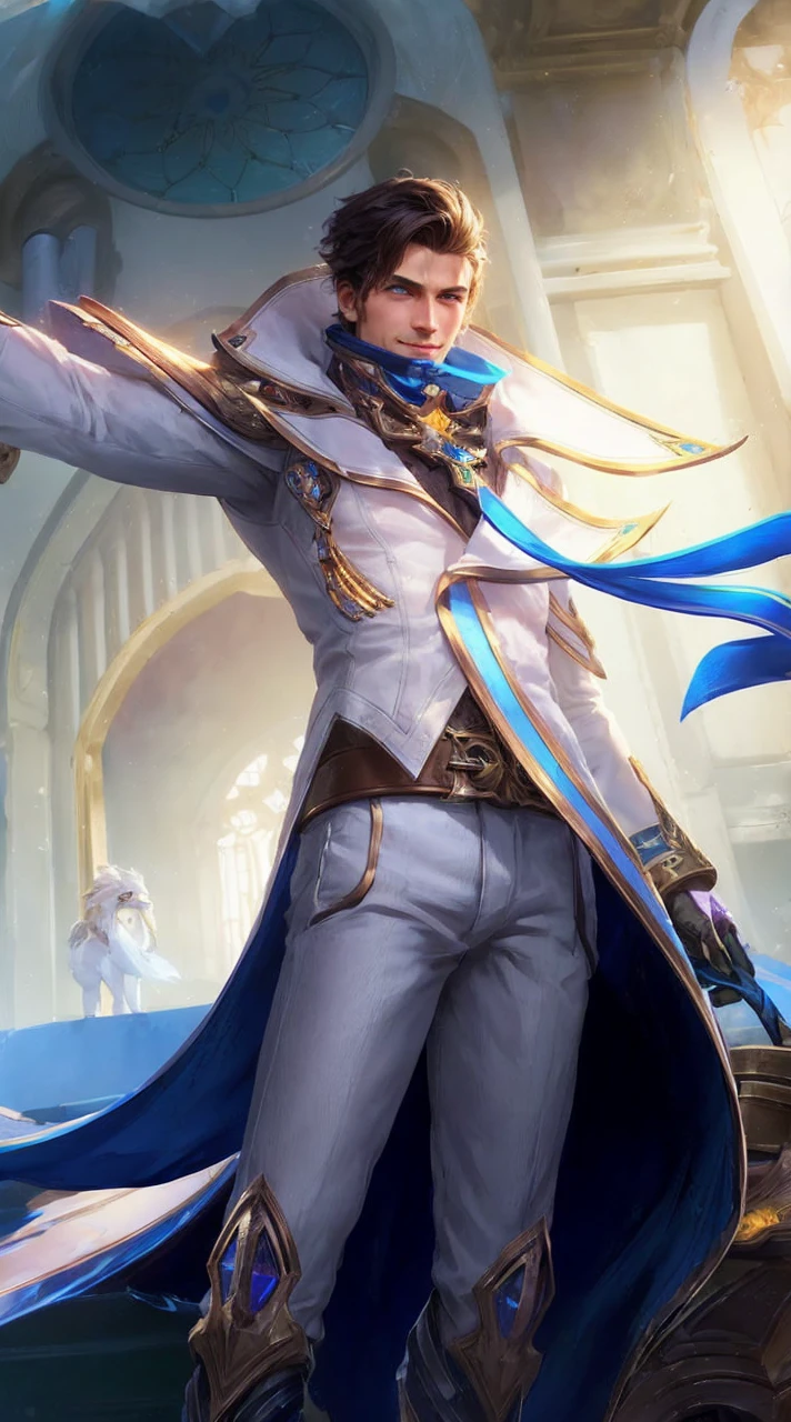 (Intricate Details, Masterpiece, Best Quality, High Resolution, 8k), (1man), (male:1.2), mature, dandy face, finely detailed eyes and face, toned body, masculine appeal, commanding presence, hot stud, bulging biceps and triceps, well-developed quadriceps and hamstrings, light skin, burgundy straight layered bangs hair, aquamarine eyes,  ornate details,  portrait, solo, half shot, looking down, detailed background, detailed face, (cogpunkai, cogpunk theme:1.1),  tech-mage,   [magic|technology], melding of spellcraft and advanced technology,  intricate [spellcasting clothes|mechanical gear], gear shaped glyphs,  ancient crystals,  [gears|ancient spell],  floating particles,  [innovative|enchanting] aura, high tech vehicle in background,   , finely detailed background, Depth of Field, VFX, masculine male, masterpiece, ((perfect eyes)) best quality, (semirealism:1.9), beautiful lighting, (extremely detailed CG unity 4k fhd wallpaper), High Detail, Sharp focus, dramatic outdoors, 1 boy ,19 years old, brown short hair, blue eyes, smile