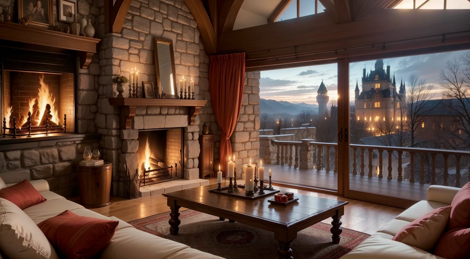Fireplace Ambience,Overlooking the castle