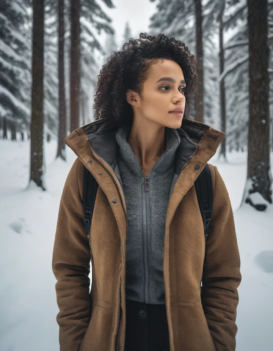 ((nthlemmnlmssdr woman)), winter forest, natural skin texture, 24mm, 4k textures, soft cinematic light, adobe lightroom, photolab, hdr, intricate, elegant, highly detailed, sharp focus, cinematic look, soothing tones, insane details, intricate details, hyperdetailed, low contrast, soft cinematic light, dim colors, exposure blend, hdr, faded  