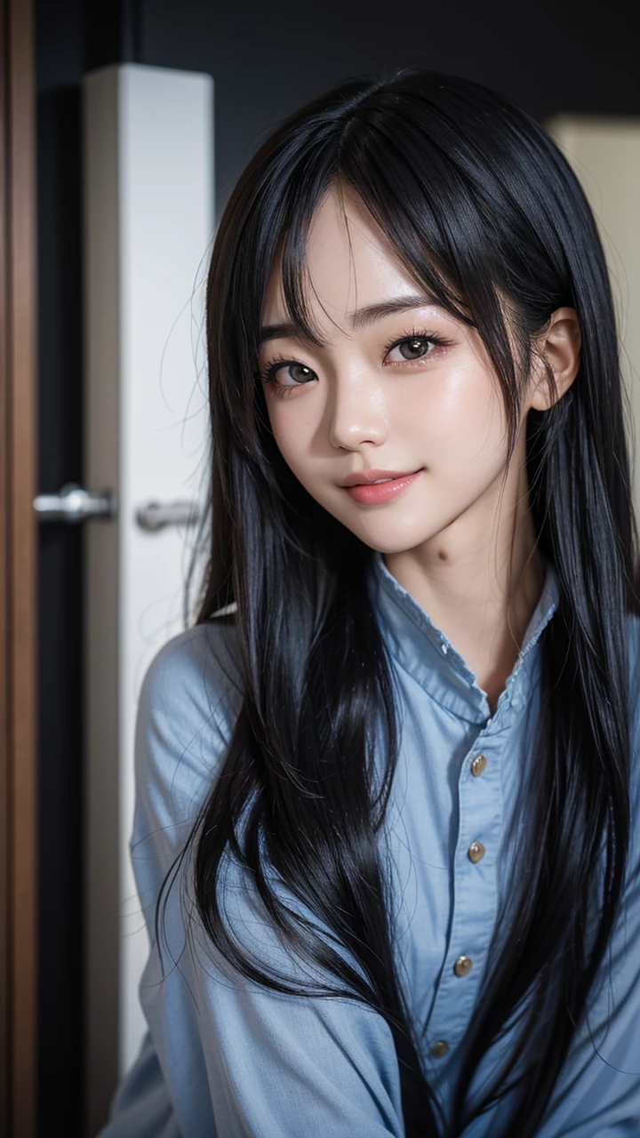 Beautiful woman、Kawaii Woman、Around 26 years old、A detailed face、Detailed eyes、Detailed skin、detailed hairs、super realistic picture quality、An ultra-high picture quality、8K、Shy smile、Tomoyo Harada