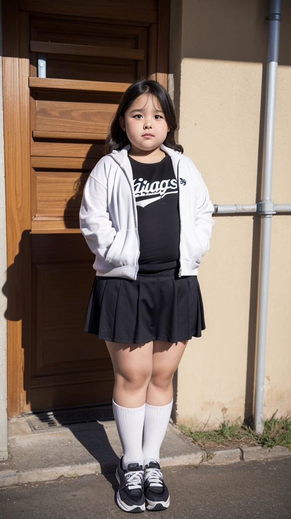 Fat girl , agevery fat , obese , extremely fat , full body , at the school