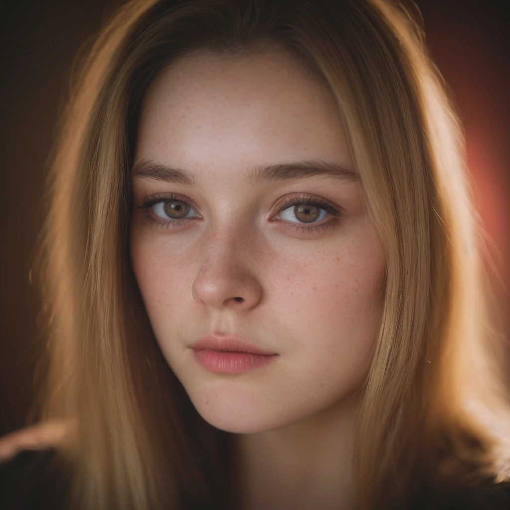 (close-up, editorial photograph of a 21 year old woman), (highly detailed face:1.4) (smile:0.7) (background inside light, warm, private study:1.3) POV, by lee jeffries, nikon d850, film stock photograph ,4 kodak portra 400 ,camera f1.6 lens ,rich colors ,hyper realistic ,lifelike texture, dramatic lighting , cinestill 800, showing full realistic face infront of camera Blonde and smile