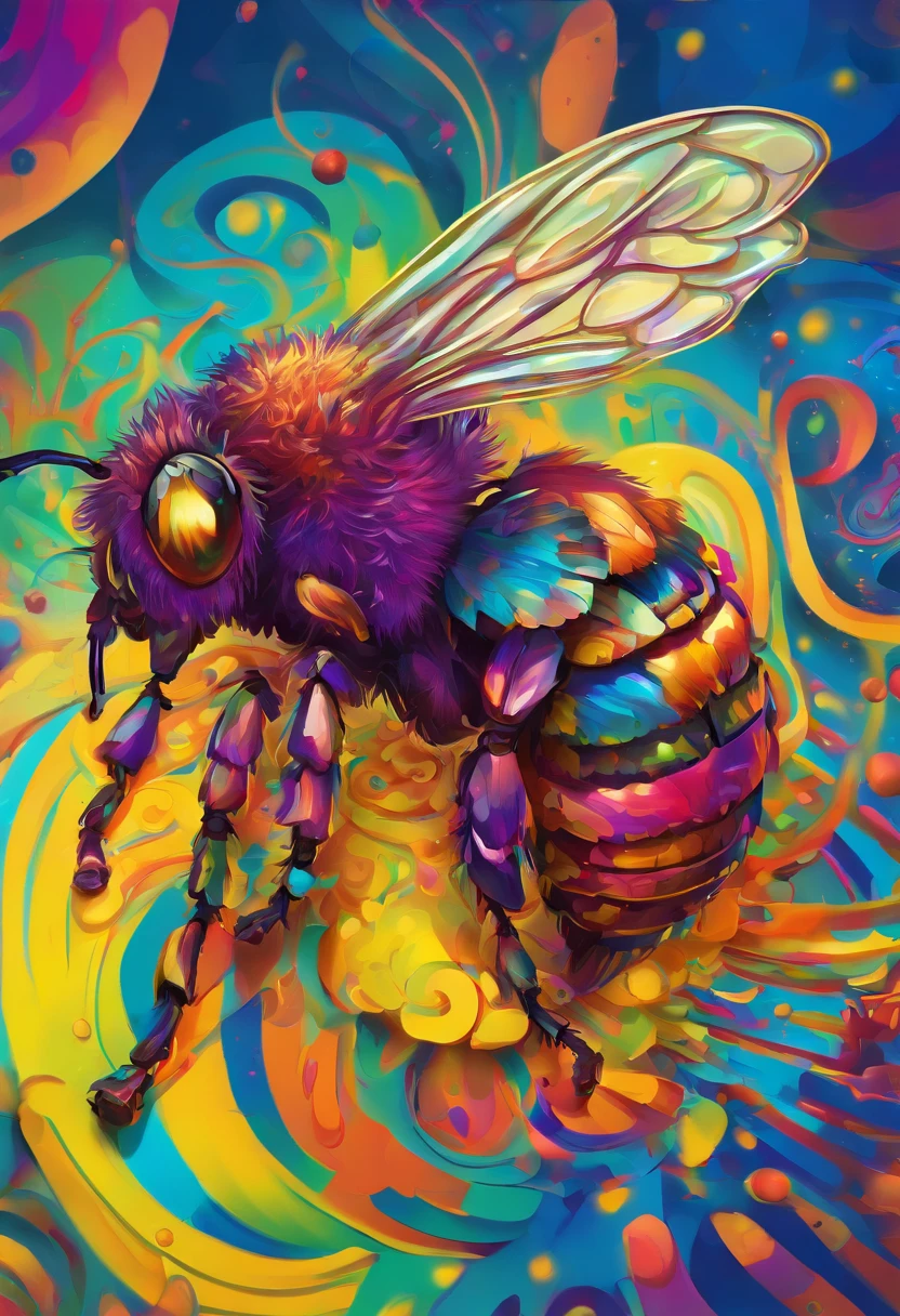 (fotorrealista, cores vibrantes, high-resolution, ultra-detalhado, Robotic bee),(illustration, oil painting),(letra B ao fundo),(Realistic metallic texture),(dynamic perspective),(studio lighting),(Efeito HDR), sem o fundo