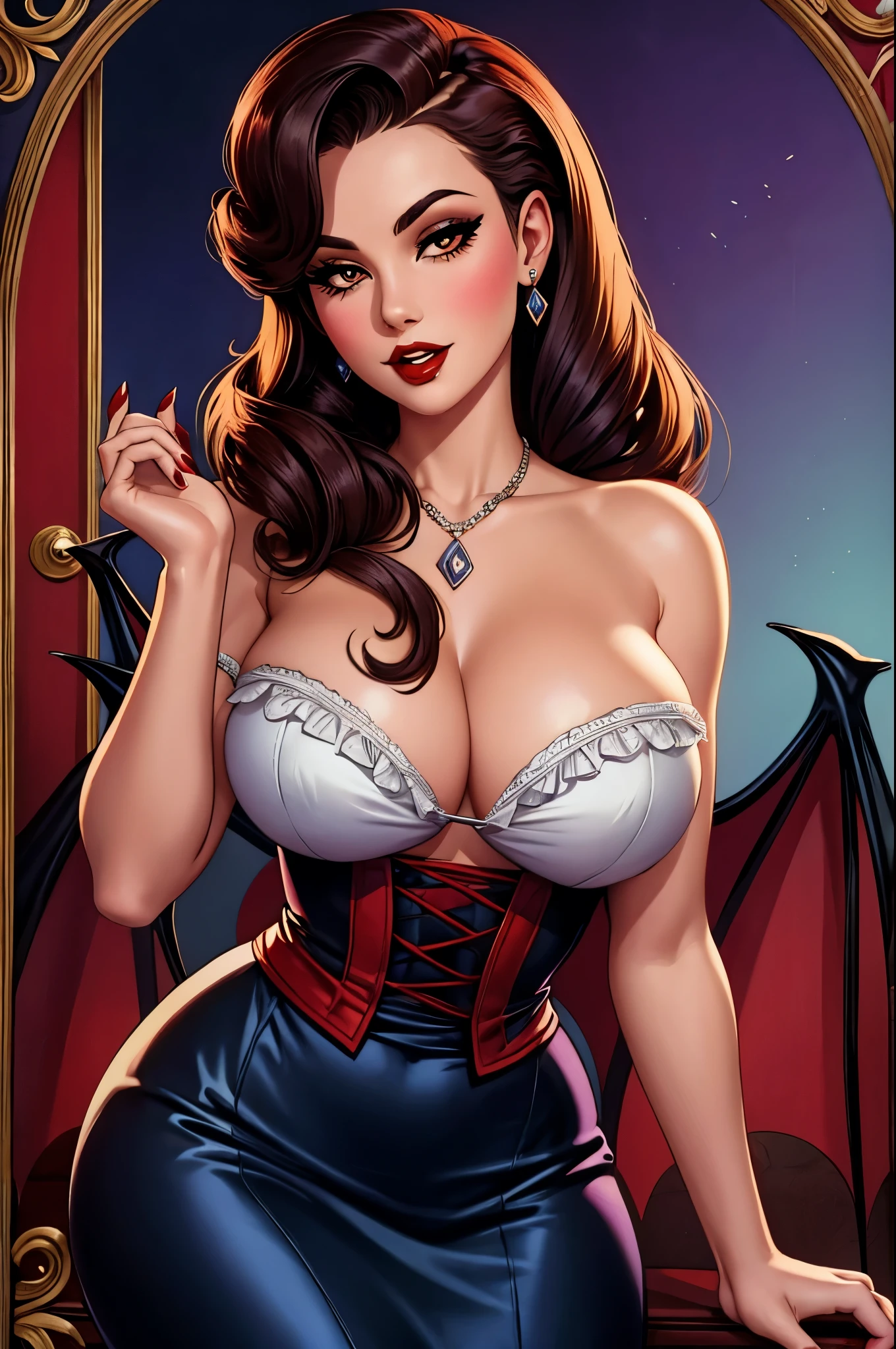 gorgeous woman, vintage pin up, vampire