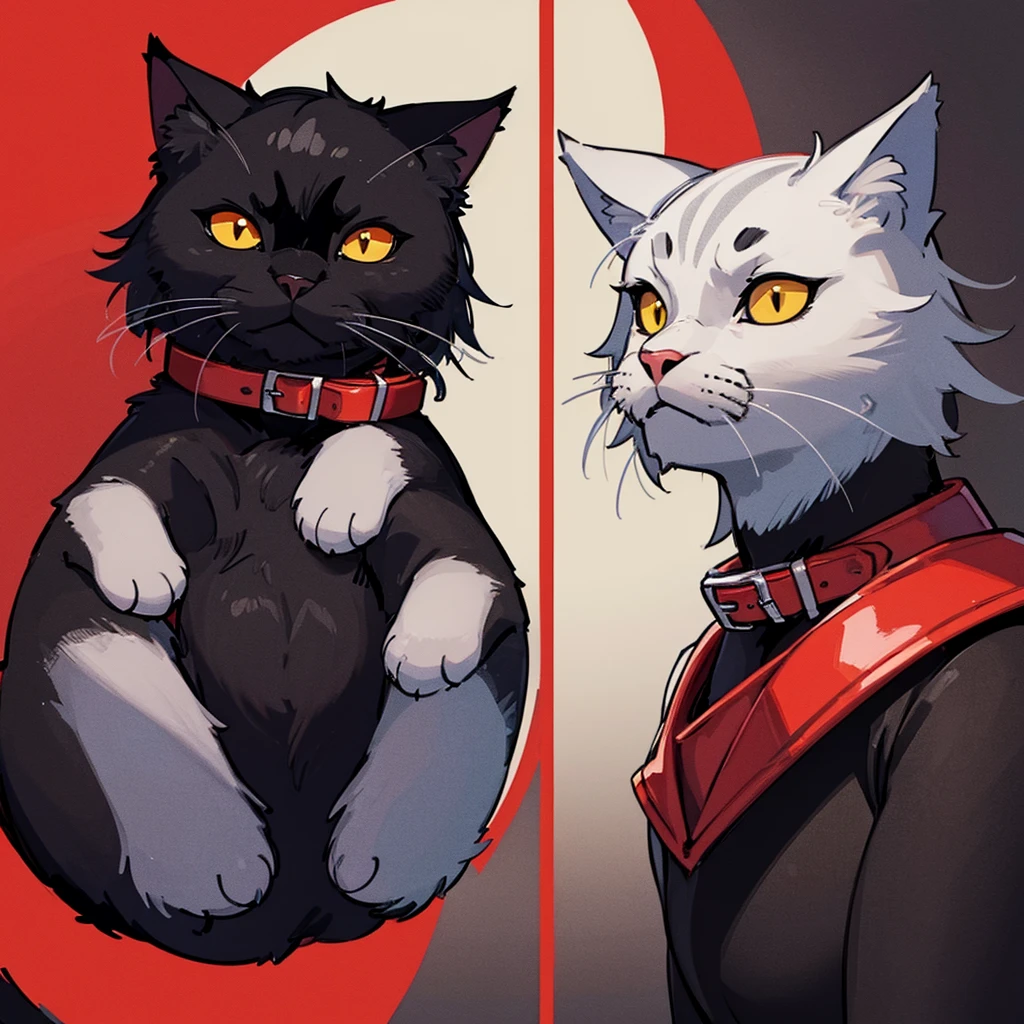 (((No humans)))、(black cat、Red collar、Lots of cats)、high quality, 8K、Best illustrations、high quality, 8K、Best illustrations