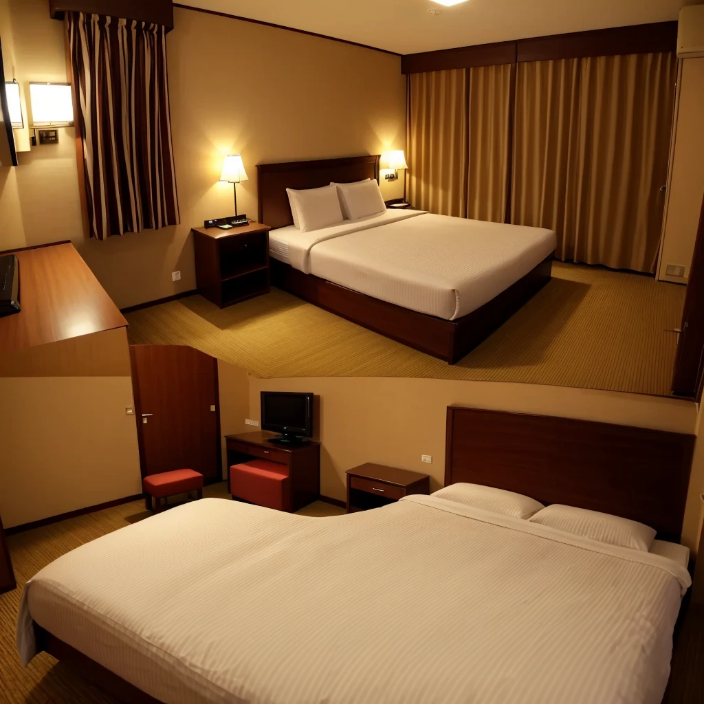 A room in a love hotel、background, indoor, King-size bed