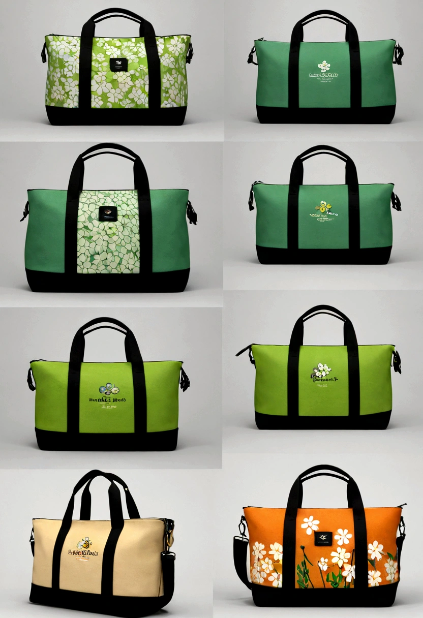 (Canvas Tote Bag Design:1.37),lattice,line,Simplicity,modern,upscale,cute,Color blocking,Flowers,Taiping Life Insurance Logo,Orange,Light green,illustration,Animation,Pixar,