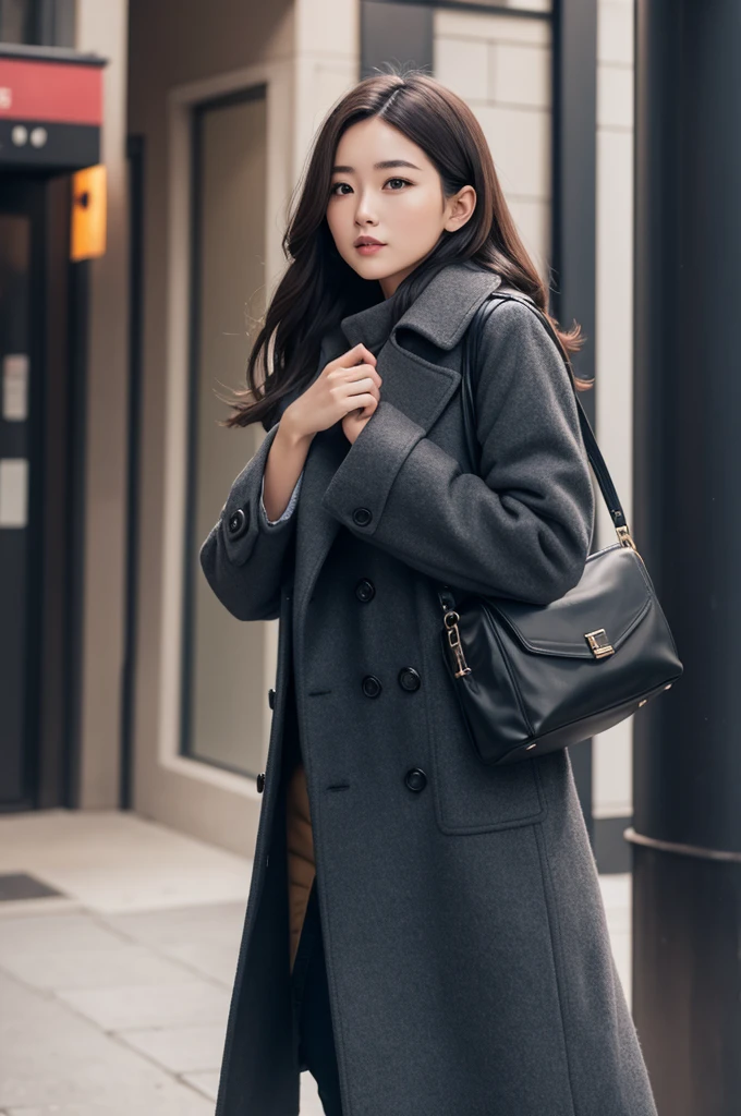 A woman in a coat