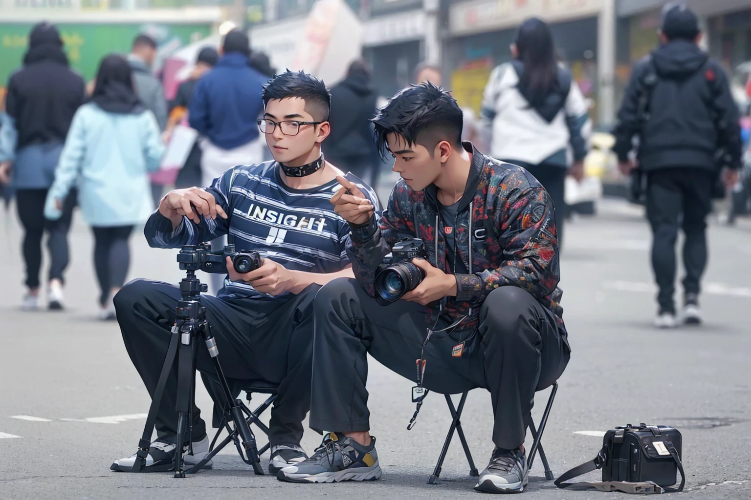 (Best quality,A high resolution,Ultra-detailed,Realistic:1.2),2023 photographer, photographer outfit(promotional poster)。